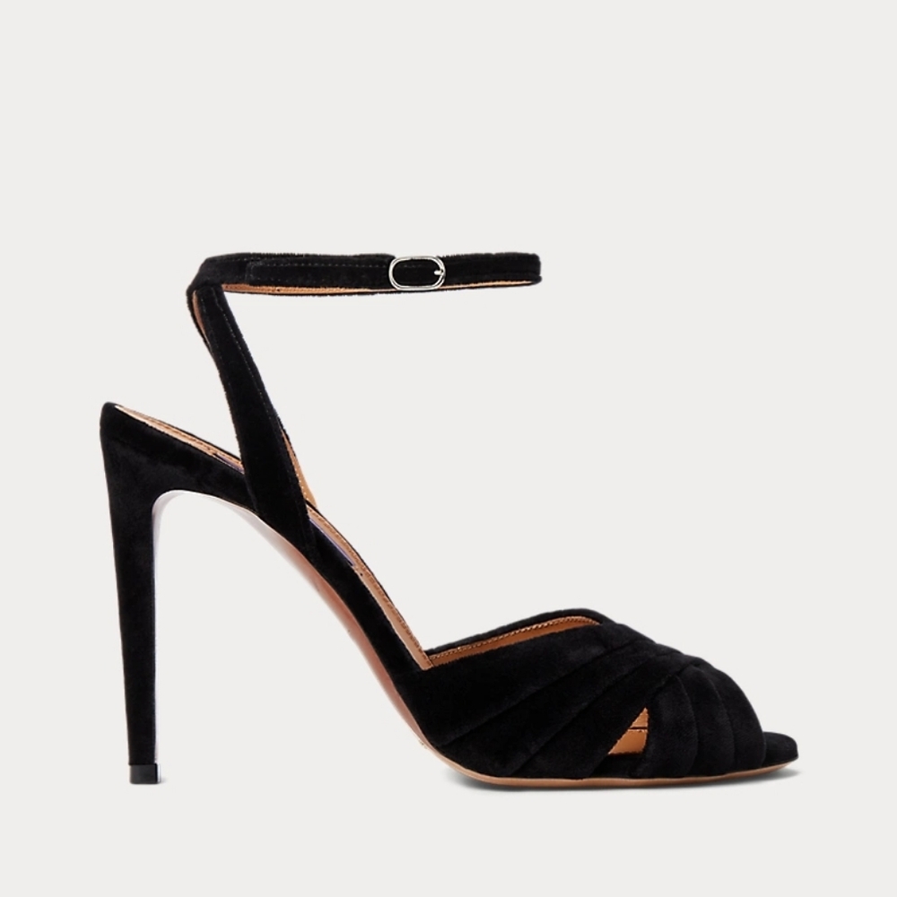 New Ralph Lauren Collection Bacall II Velvet Sandals US 8.5